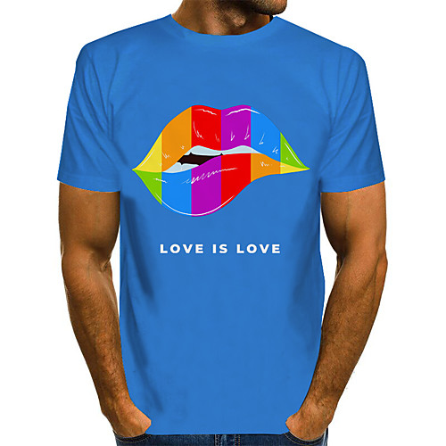 

Men's Graphic 3D Print Flamingos Print T-shirt Basic Exaggerated Daily Round Neck Blue / Purple / Red / Yellow / Fuchsia / Green / Gray / Short Sleeve
