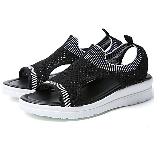 

Women's Sandals Flat Sandal Summer Flat Heel Peep Toe Daily Mesh Black / Pink / Blue
