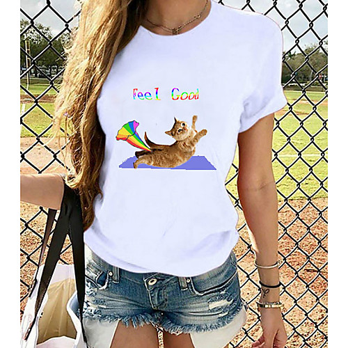 

Women's Rainbow Graphic Love Wins Print T-shirt Basic Casual / Daily White