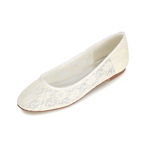 

Women's Wedding Shoes Spring / Summer Flat Heel Round Toe Sweet Wedding Party & Evening Floral Lace White / Black / Red