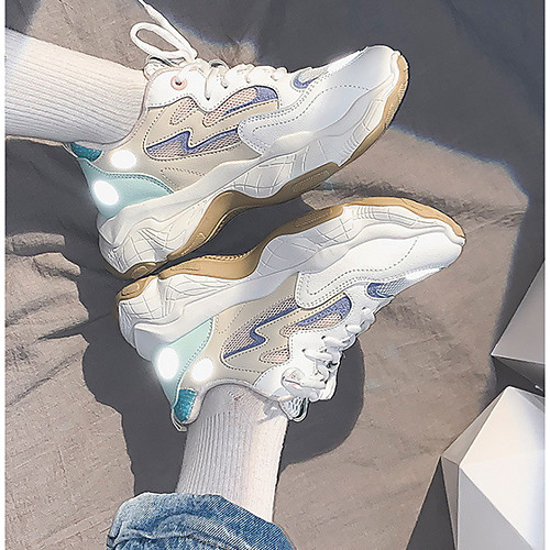 

Women's Trainers / Athletic Shoes Spring Flat Heel Round Toe Outdoor PU White / Blue / Pink