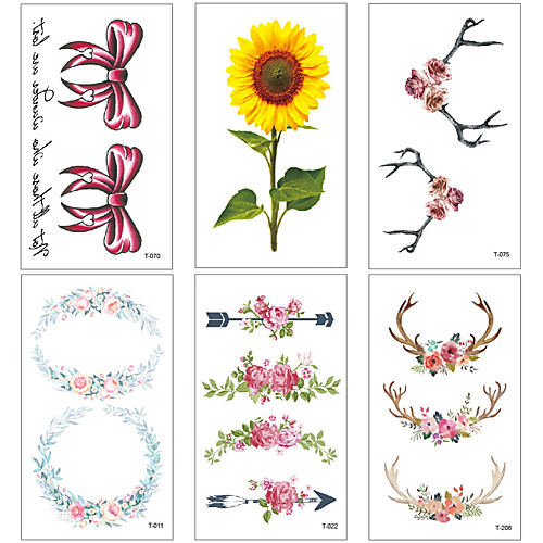 

6 pcs Temporary Tattoos Water Resistant / Waterproof / Mini Style / Safety Face / Body / Hand Water-Transfer Sticker Body Painting Colors