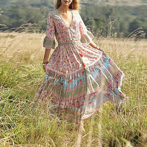 

Women's Sheath Dress - Half Sleeve Floral Summer Elegant 2020 Blue Red Blushing Pink S M L XL XXL