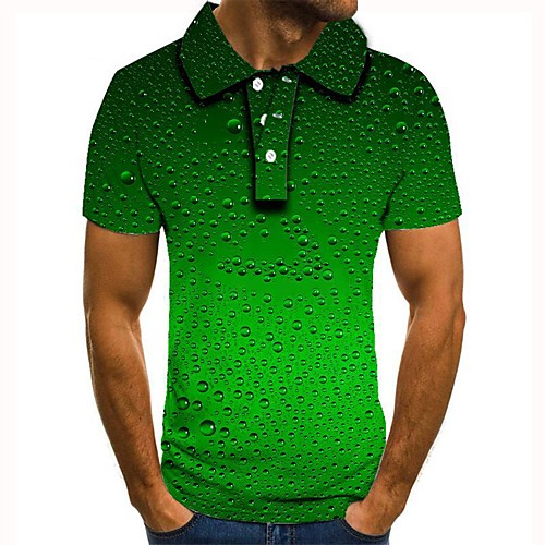 

Men's 3D Graphic Polo Basic Daily Shirt Collar Green / Short Sleeve