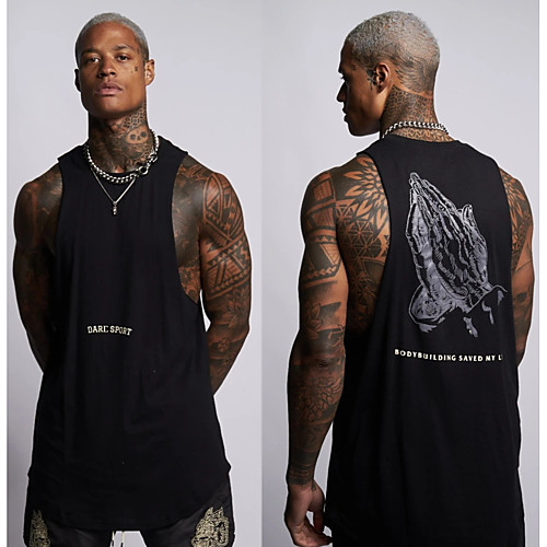 

Men's Cotton Workout Tops Tank Top Singlet Active Training Fitness Jogging Breathable Soft Sportswear Top Sleeveless Activewear Micro-elastic
