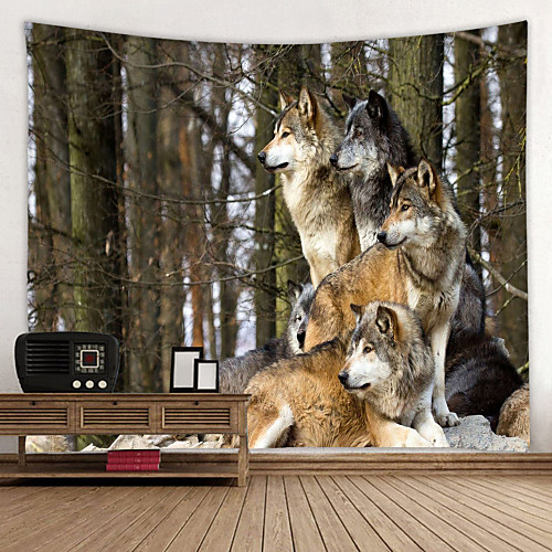 

Wild Wolf Pack Digital Printed Tapestry Decor Wall Art Tablecloths Bedspread Picnic Blanket Beach Throw Tapestries Colorful Bedroom Hall Dorm Living Room Hanging