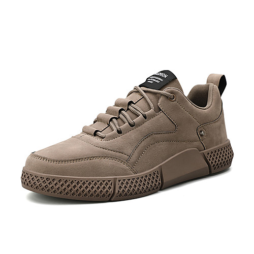 

Men's Fall / Spring & Summer Sporty / Casual Daily Outdoor Sneakers Running Shoes / Walking Shoes PU Breathable Non-slipping Wear Proof Black / Khaki / Gray