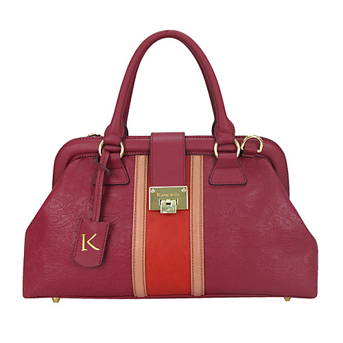 

Women's Cowhide Evening Bag / Top Handle Bag Floral Print Red