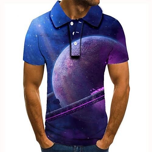 

Men's 3D Graphic Polo Basic Daily Shirt Collar Purple / Short Sleeve