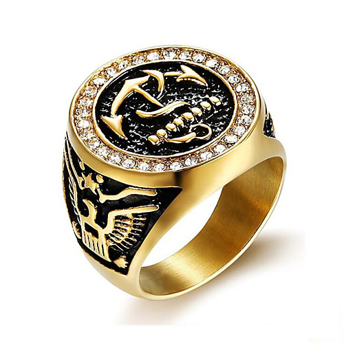 

Men's Ring 1pc Gold Titanium Steel Round Stylish Gift Festival Jewelry Classic Anchor