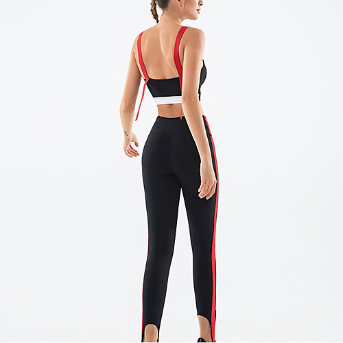

Women's 2pcs Tracksuit Yoga Suit Fashion Black Burgundy Royal Blue Mesh Running Fitness Gym Workout High Waist Tights Leggings Bra Top Sport Activewear Breathable Tummy Control Butt Lift Moisture