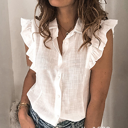 

Women's Solid Colored Shirt Daily Shirt Collar White / Blushing Pink / Light Blue