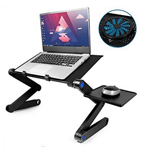 

Laptop Table Adjustable Laptop Bed Table Portable Laptop Workstation Notebook Stand Reading Holder with Large Cooling Fan & Mouse PadErgonomic Lap Desk TV Bed Tray Standing Desk