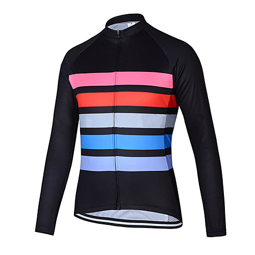 

21Grams Men's Long Sleeve Cycling Jersey Polyester Black / Blue Stripes Patchwork Bike Jersey Top Mountain Bike MTB Road Bike Cycling UV Resistant Breathable Quick Dry Sports Clothing Apparel