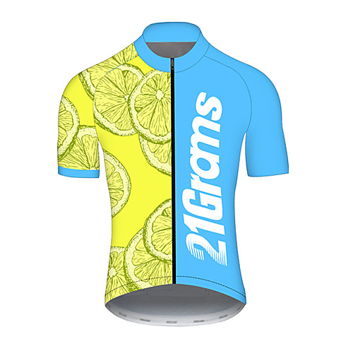 

21Grams Men's Short Sleeve Cycling Jersey Nylon BlueYellow Patchwork Lemon Fruit Bike Jersey Top Mountain Bike MTB Road Bike Cycling Breathable Quick Dry Sports Clothing Apparel / Micro-elastic