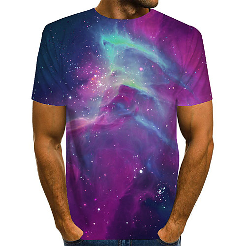 

Men's 3D T-shirt Basic Exaggerated Daily Round Neck Blue / Purple / Red / Yellow / Green / Short Sleeve