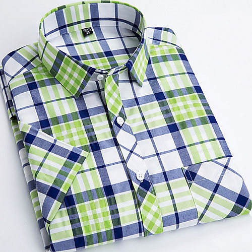 

Men's Shirt Plaid Print Short Sleeve Daily Tops Green