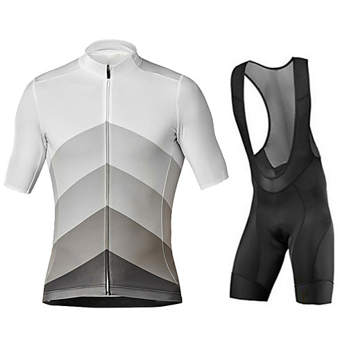 

21Grams Men's Short Sleeve Cycling Jersey with Bib Shorts Black / White Bike UV Resistant Quick Dry Sports Patterned Mountain Bike MTB Road Bike Cycling Clothing Apparel / Stretchy