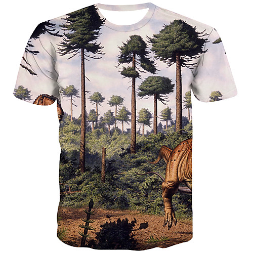 

Men's Plus Size 3D Print T-shirt Street chic Daily Round Neck Rainbow / Short Sleeve