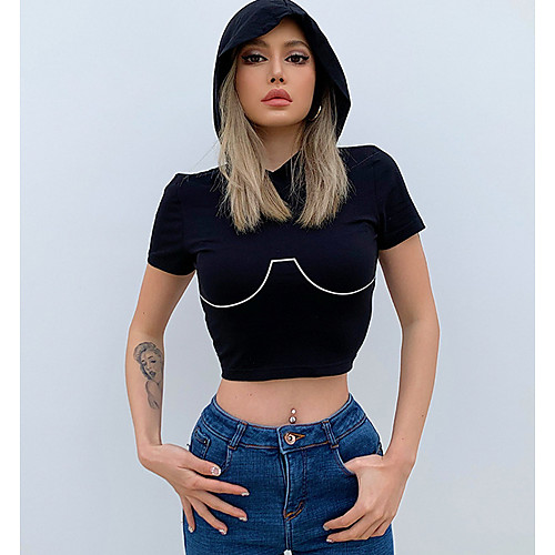 

Women's Solid Colored T-shirt Daily Going out Black