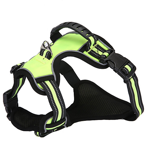 

Dog Pets Harness Reflective Soft Adjustable Flexible Durable Front Clip Easy Walk Stripes Nylon Small Dog Medium Dog Large Dog Black Orange 1pc