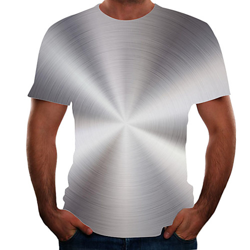 

Men's Plus Size Color Block 3D T-shirt Basic Going out Weekend Round Neck Rainbow / Short Sleeve / Animal