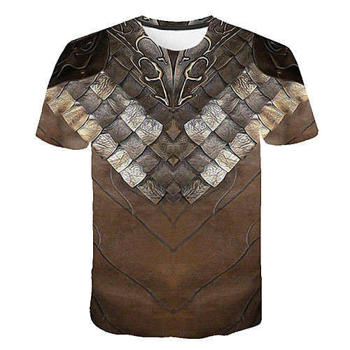 

Men's Color Block 3D Print T-shirt Street chic Punk & Gothic Club Weekend Round Neck Brown / Short Sleeve
