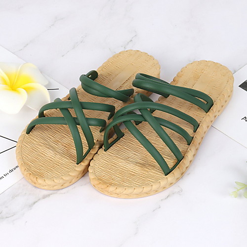

Women's Slippers & Flip-Flops Outdoor Slippers Beach Slippers Flat Heel Open Toe Daily PVC Summer White Black Pink