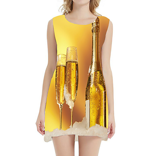 

Women's A Line Dress - Sleeveless Print Summer 3D Print Sexy Daily Holiday 2020 Black Yellow Orange Brown S M L XL XXL XXXL
