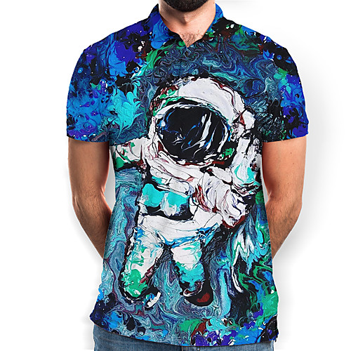 

Men's Galaxy Graphic Print Polo Daily Blue