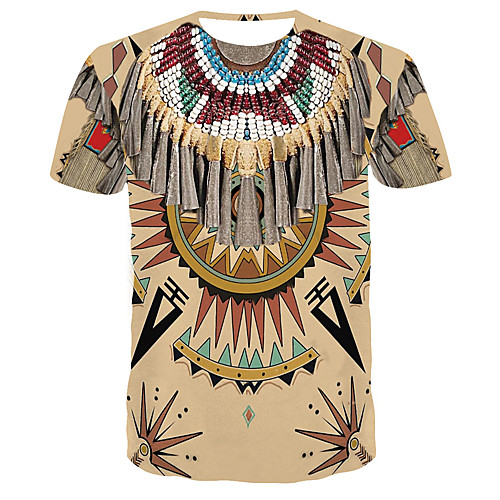 

Men's 3D Print T-shirt Daily Round Neck Khaki / Short Sleeve