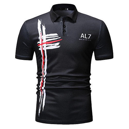 

Men's Graphic Print Polo Business Work Black / Navy Blue / Short Sleeve