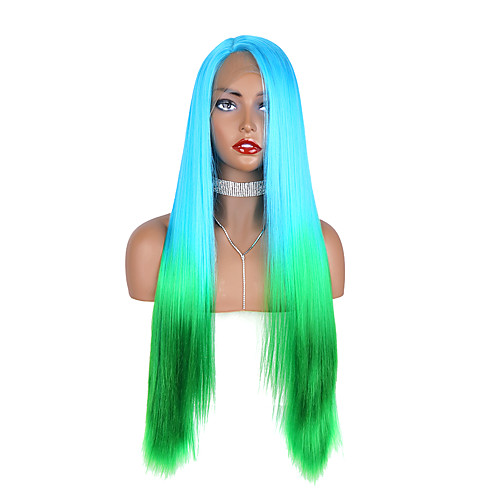 

Synthetic Lace Front Wig Straight Yaki Straight Middle Part Free Part Glueless Lace Front Lace Front Wig Long Medium Length Lake Green / Grass Green Synthetic Hair 24-26 inch Women's Designs New