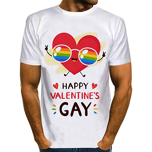 

Men's Graphic 3D Print Pride Day Print T-shirt Basic Exaggerated Daily Round Neck White / Blue / Purple / Red / Green / Brown / Gray / Short Sleeve