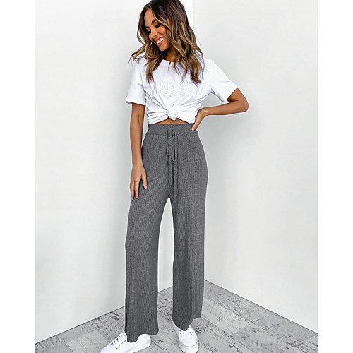 

Women's Basic Daily Loose Chinos Pants - Solid Colored Outdoor High Waist Gray S / M / L