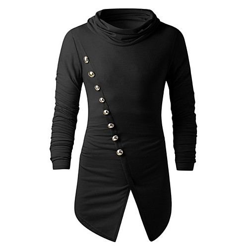 

Men's Solid Colored T-shirt Daily Round Neck Black / Beige / Long Sleeve