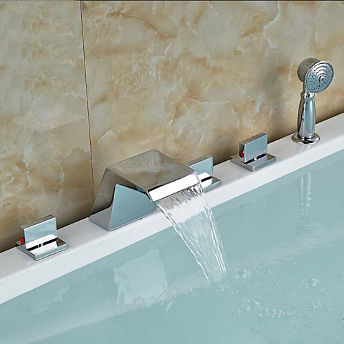 

Bathtub Faucet - Contemporary Chrome Tub And Shower Ceramic Valve Bath Shower Mixer Taps