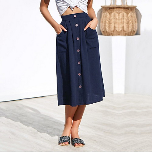 

Women's Daily Wear Basic A Line Skirts - Solid Colored Black Yellow Blushing Pink S M L