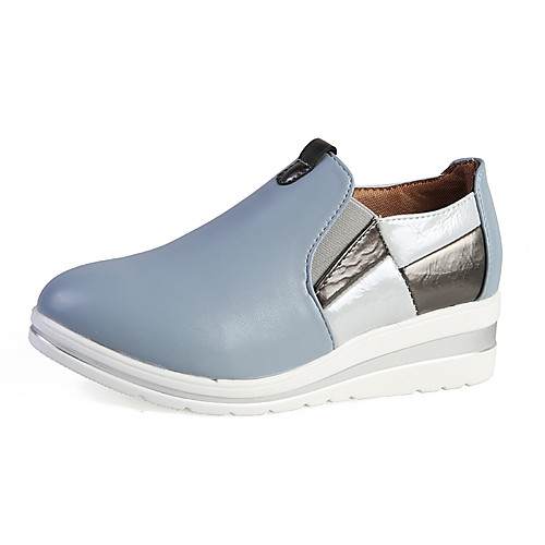 

Women's Loafers & Slip-Ons 2020 Wedge Heel Round Toe PU Casual / Vintage Spring & Fall / Spring & Summer Blue / Gray