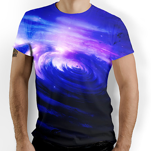 

Men's Galaxy Graphic Print T-shirt Daily Purple