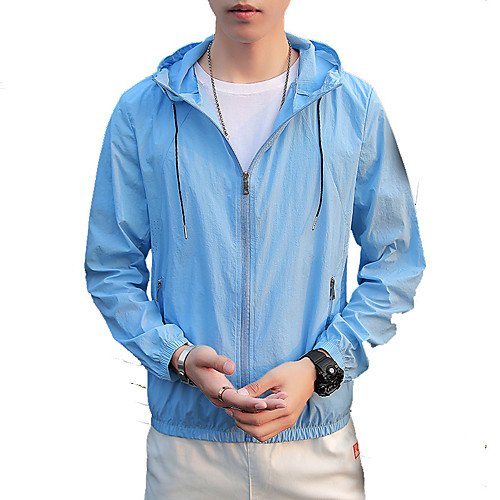 

Men's Hiking Skin Jacket Hiking Jacket Summer Outdoor Waterproof Sunscreen Breathable Quick Dry Jacket Hoodie Top Running Hunting Fishing White / Yellow / Grey / Light Blue