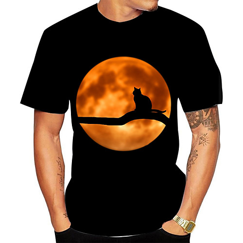

Men's Plus Size 3D Animal T-shirt Basic Daily Going out Round Neck Black / Short Sleeve