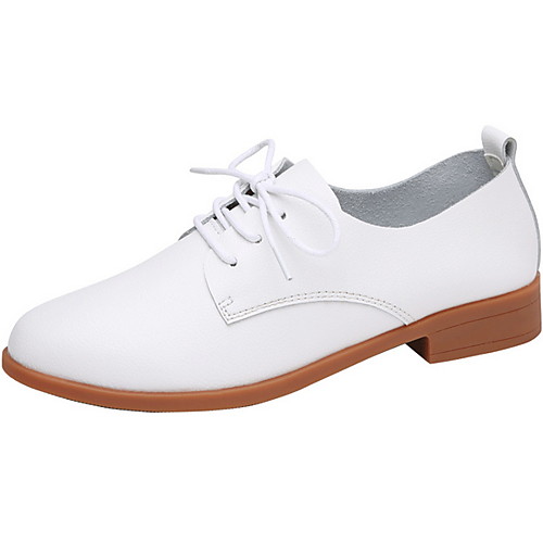 

Women's Oxfords Spring & Summer Chunky Heel Round Toe Daily PU White / Black