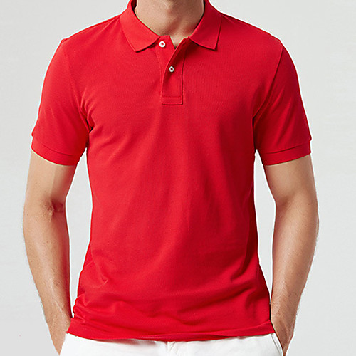 

Men's Solid Colored Slim Polo Business Basic Daily Work Shirt Collar Wine / White / Black / Blue / Yellow / Fuchsia / Orange / Light gray / Short Sleeve