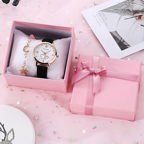 

Women's Quartz Watches New Arrival Fashion Black Pink PU Leather Quartz Blushing Pink Black Chronograph Cute New Design 1 set Analog