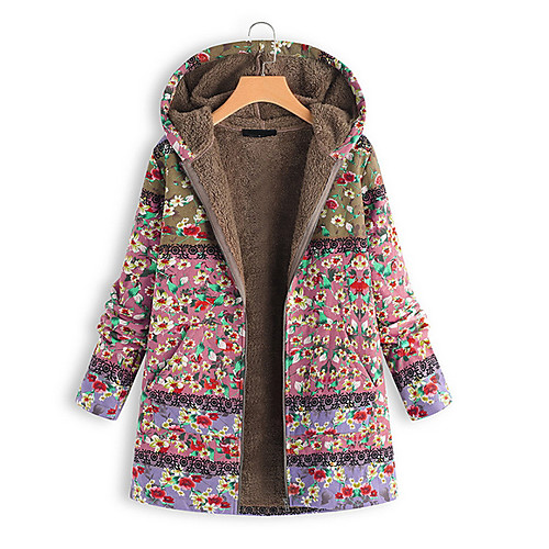 

Women's Parka Floral Polyester Blue / Blushing Pink / Green S / M / L