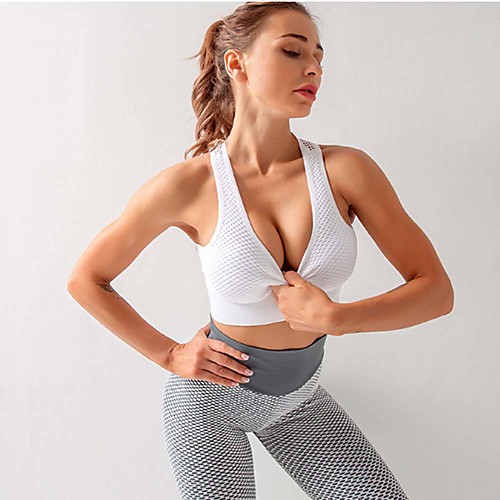 

Women's Sports Bra Light Support Solid Color White Black Army Green Burgundy Pink Running Fitness Gym Workout Top Sport Activewear Breathable Moisture Wicking Comfortable Stretchy