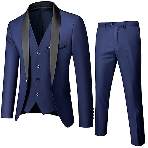 

Tuxedos Standard Fit Shawl Collar Single Breasted One-button Polyester Solid Colored