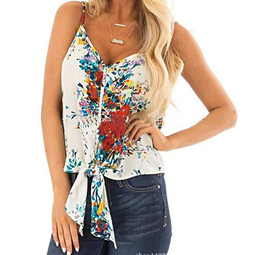 

Women's Graphic Tank Top Holiday V Neck White / Red / Brown