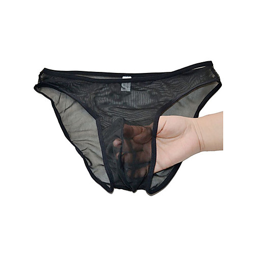 

Men's Mesh Briefs Underwear - Normal Low Waist Black Blue Purple M L XL